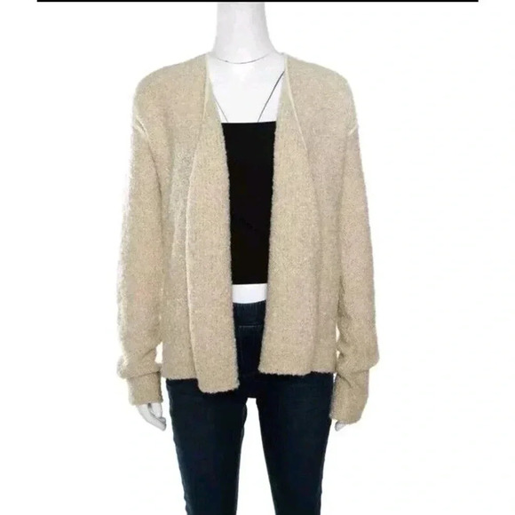 Zadig & Voltaire Boucle Wool Beige Open Cardigan Jacket Designer Coat Size M - Picture 2 of 14